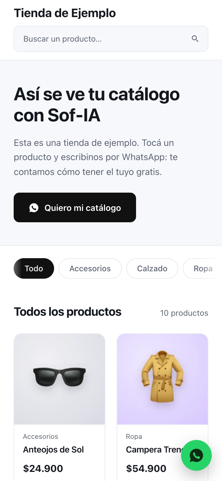 El catálogo en el celu