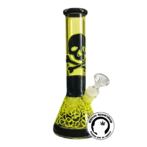 BONG DE VIDRIO CALAVERA AMARILLO 25CM - GLOW