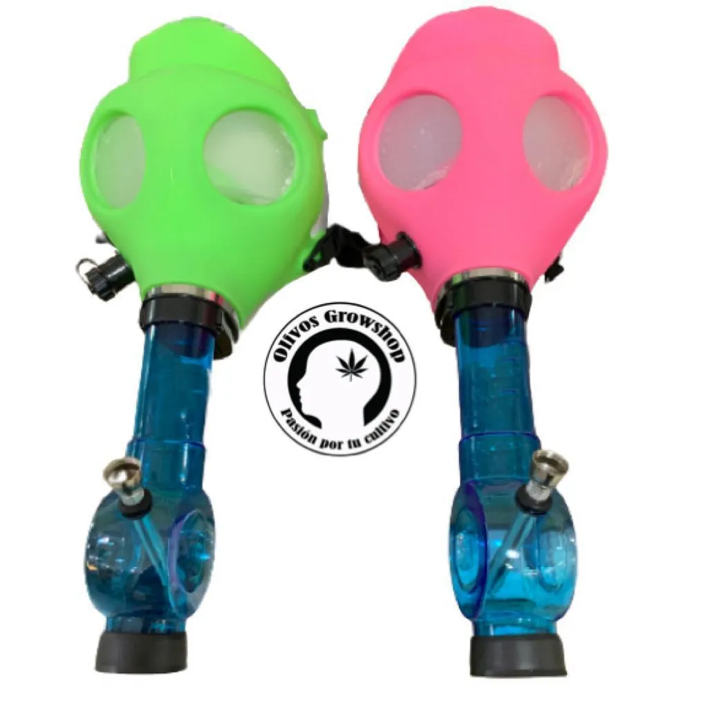BONG MASCARA COLORES CON PIPA DE AGUA ACRILICO