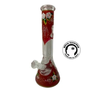BONG DE VIDRIO FLORES ROJO 35 - CM