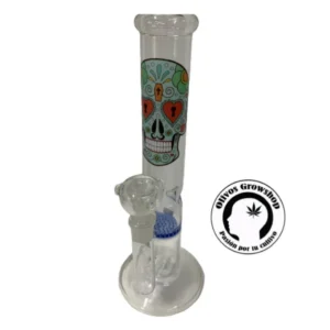 BONG DE VIDRIO CALAVERA ATRAPA HIELO Y FILTRO 30 CM