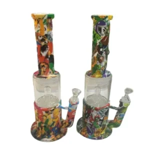 BONG DE SILICONA Y VIDRIO 34CM